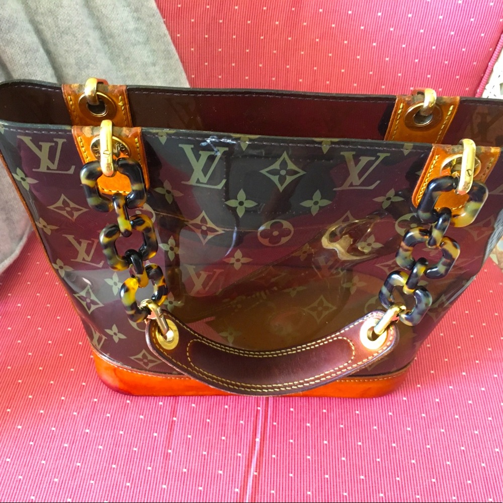 Authenticated Louis Vuitton clear monogram Cabas Sac Amber PM Tote Bag